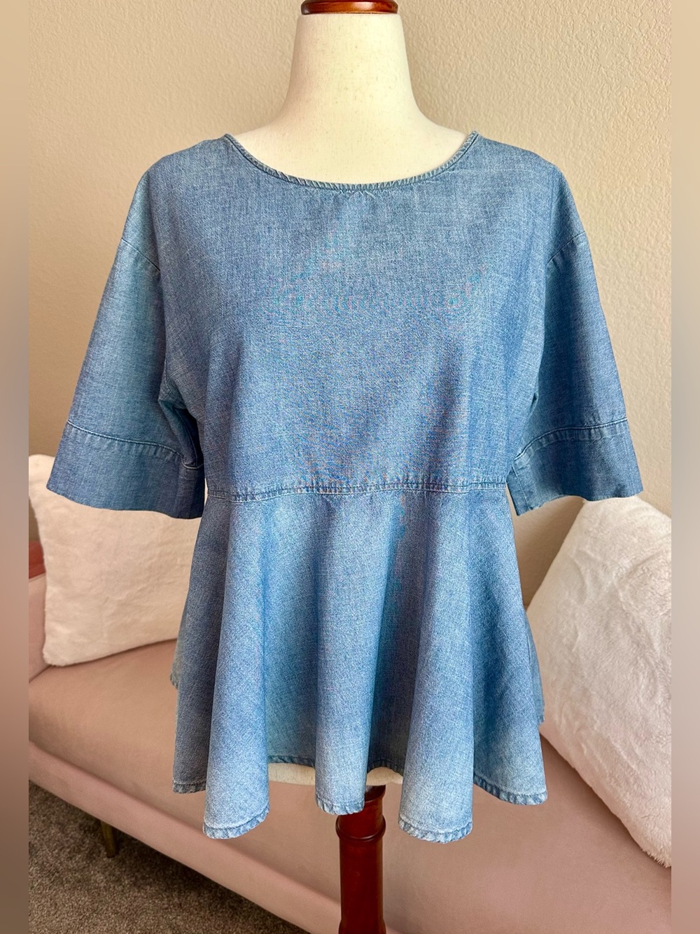 Adriano Goldschmied AG Top Denim Chambray Ombre Swing Women’s Size L Farmhouse